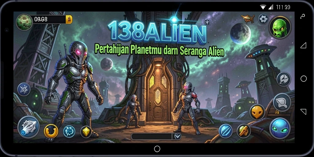Screenshoot dari gameplay Tower Defense yang seru dan menegangkan dalam 138ALIEN.