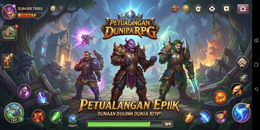 Screenshot gameplay 77RP yang menampilkan pertarungan epik dan karakter unik.