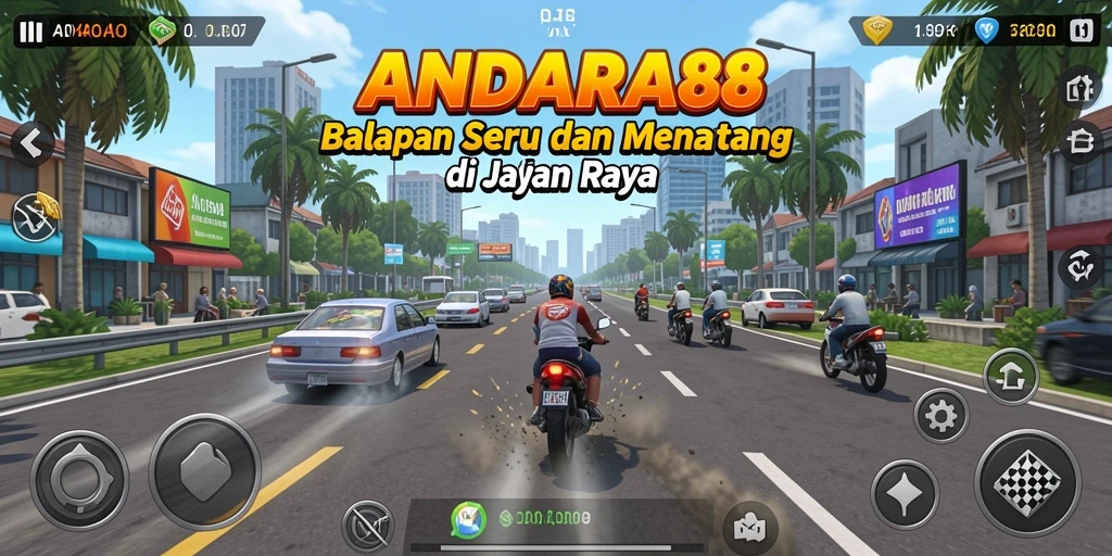 Tampilan gameplay ANDARA88 yang seru dalam balapan.