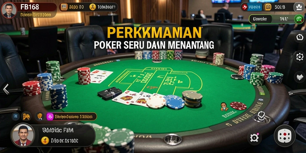 Tampilan gameplay poker yang seru dan menarik di FB168.