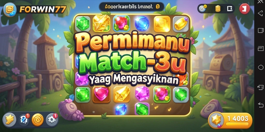 Tangkapan layar gameplay <strong>FORWIN77</strong> yang menampilkan aksi seru Match-3.