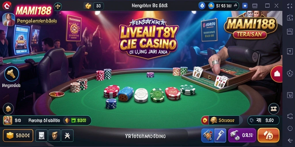 Screenshot gameplay MAMI188 menampilkan dealer profesional dalam permainan Live Casino.