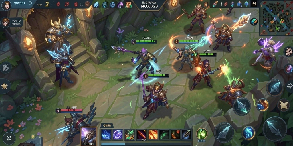 Tampilan gameplay seru saat pertempuran di NOX123.
