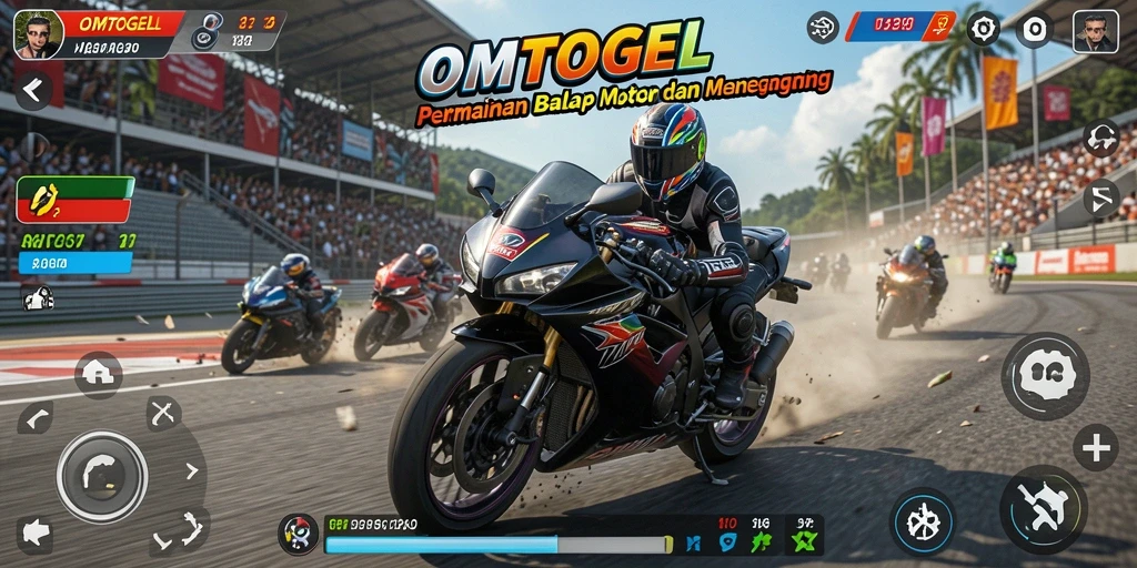 Gameplay seru balap motor di OMTOGEL dengan trek menantang.