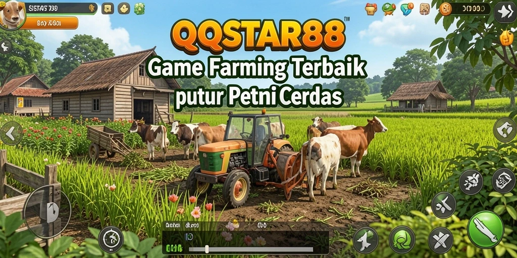 Tampilan gameplay <strong>QQSTAR88</strong> yang menarik dan penuh warna dalam pertanian.